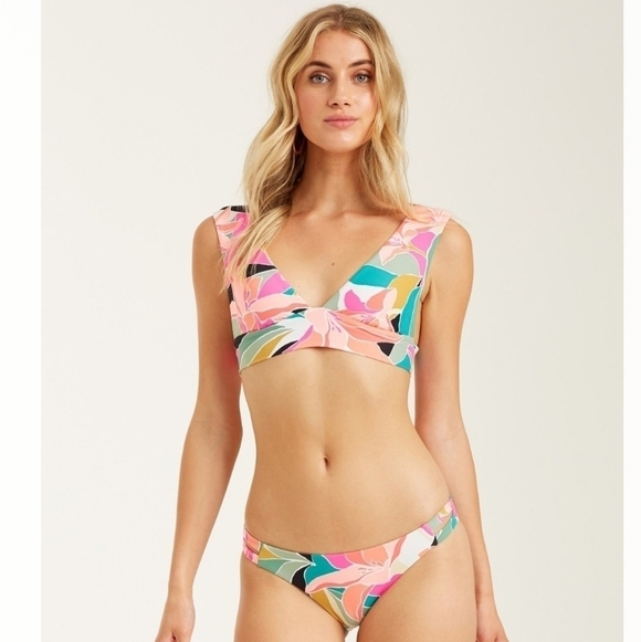 Billabong 3 pc Wild Sun Plunge Top/Lowrider Bottoms/Volley Board Shorts Set - Picture 2 of 12